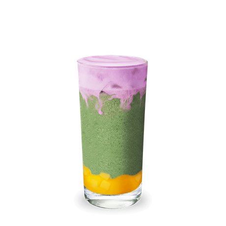 Matcha Frappuccino with Dragonfruit Cold Foam and Mango Jelly