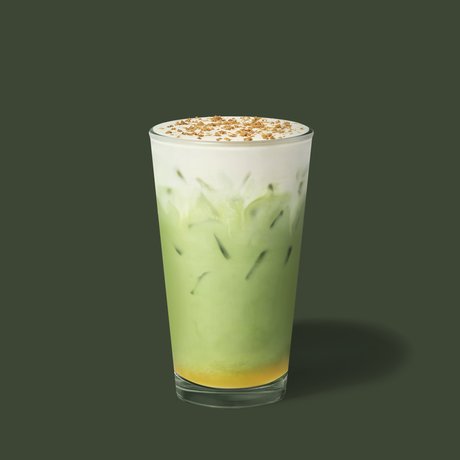 Apple Crumble Iced Matcha Latte
