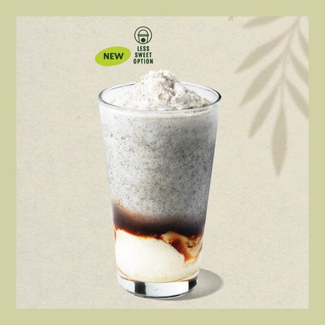 Black Sesame Coffee Frappuccino with Tofu Pudding