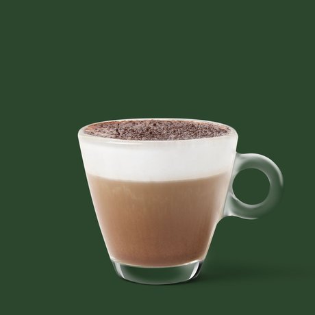 Starbucks Italy's Marocchino: espresso, milk foam and cocoa powder in a small glass cup