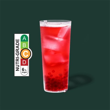 Iced Shaken Hibiscus Tea with Pomegranate Pearls