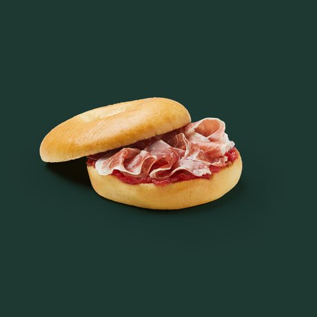 Bagel de cereales con jamón ibérico y tomate